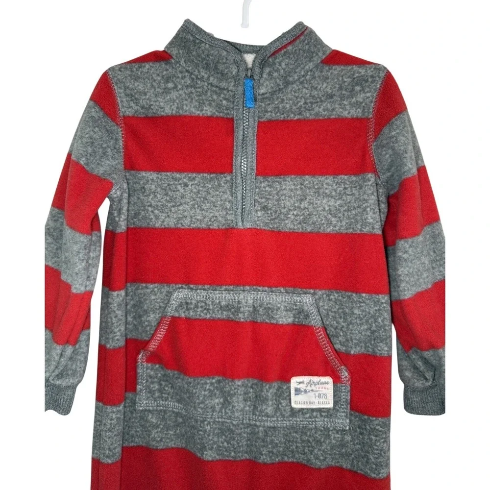 Carter's Fleece‎ One Piece Outfit Pajama Red Gray 24 Months